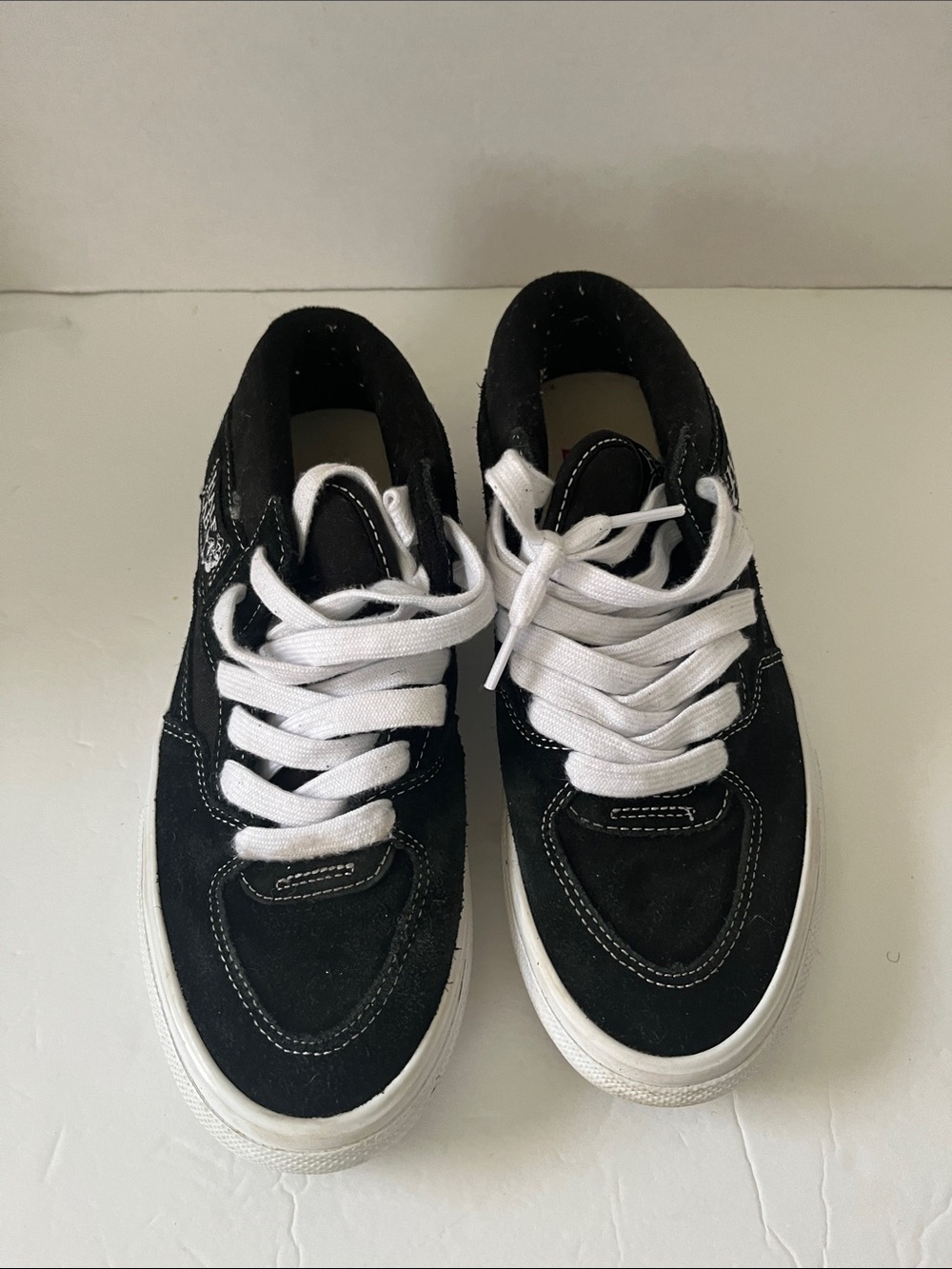 Vans Half Cab Black Suede Lace-Up Sneakers - White Laces